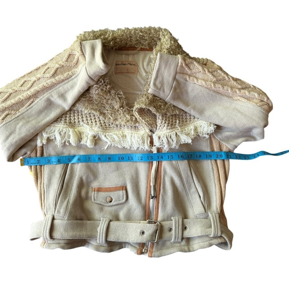 New ▶️ Free People ◀️ We the Free Cozy Knit Mix Moto Jacket NWOT Retail $398 - Picture 12 of 17